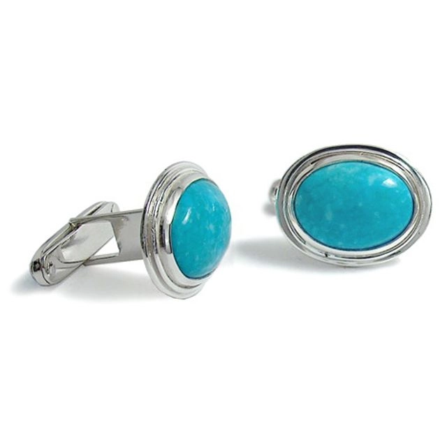 Сребърни ръкавели с Тюркоаз