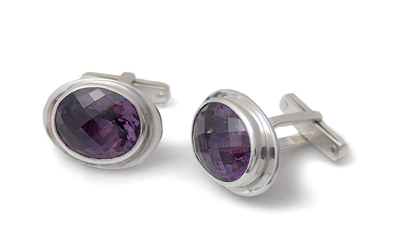 Сребърни ръкавели с Aметисти