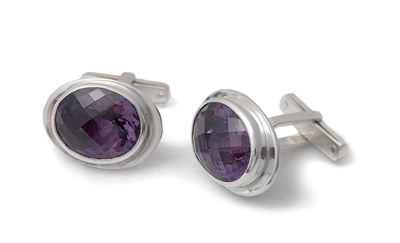 Сребърни ръкавели с Aметисти