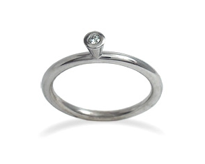 Годежен пръстен от бяло злато и диамант 