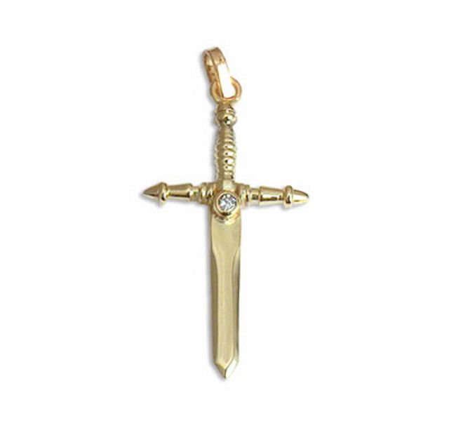 Златен кръст (меч) с циркон