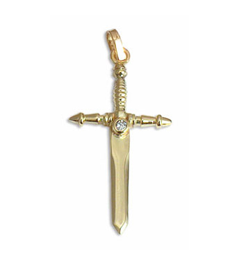 Златен кръст (меч) с циркон
