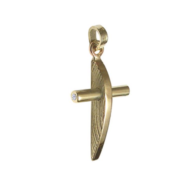 Златно кръстче (14к) с циркон