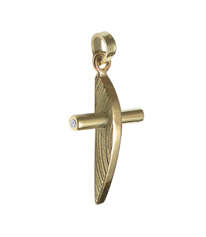 Златно кръстче (14к) с циркон