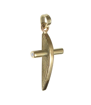 Златно кръстче (14к) с циркон