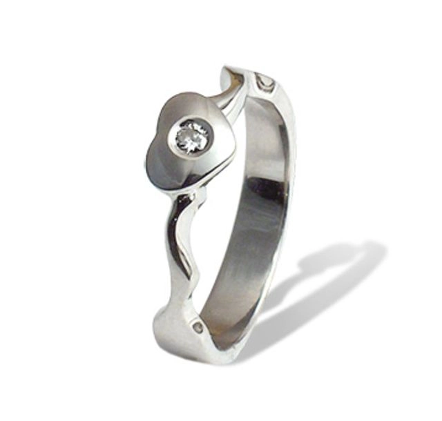 Пръстен от бяло злато(14k)