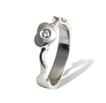 Пръстен от бяло злато(14k)