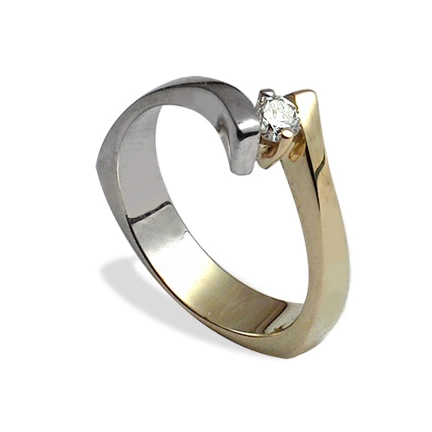 Златен пръстен от бяло и жълто злато (14к)