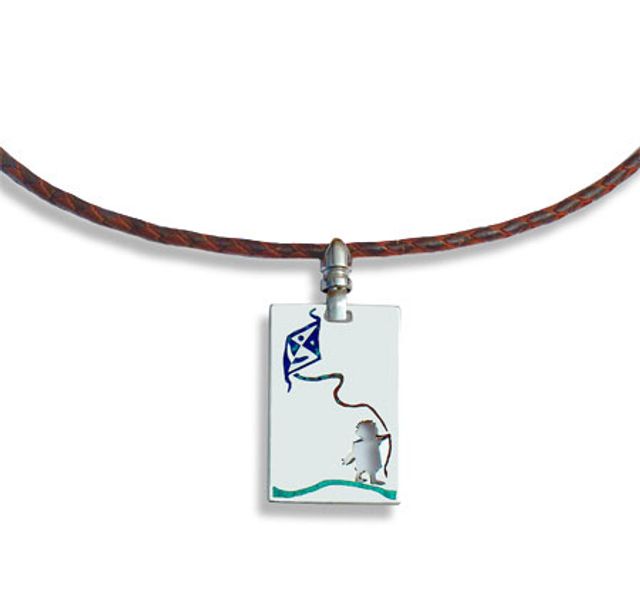 Ръчно изработено сребърно колие с емайли от малахит и лазурит