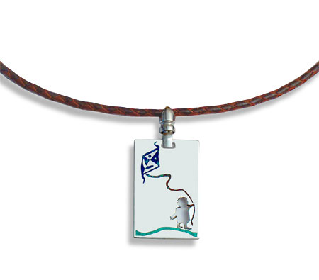 Ръчно изработено сребърно колие с емайли от малахит и лазурит