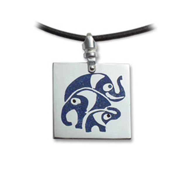 Сребърно колие с емайли от лазурит