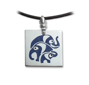 Сребърно колие с емайли от лазурит