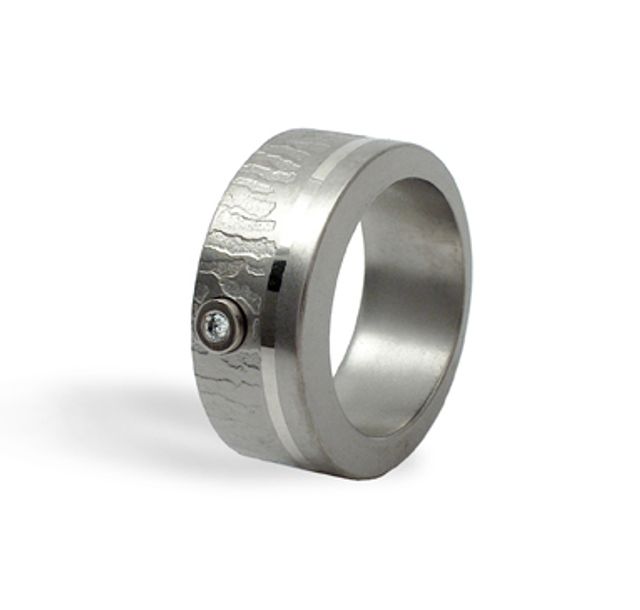 Ръчно изработен пръстен от титан и бяло злато (14k)