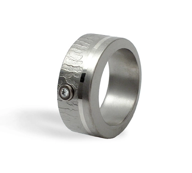 Ръчно изработен пръстен от титан и бяло злато (14k)