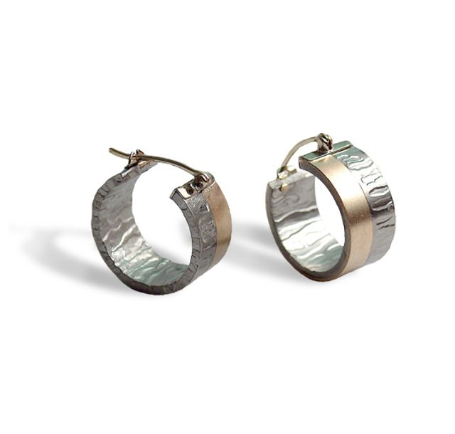 Обеци от титан и злато (14k)