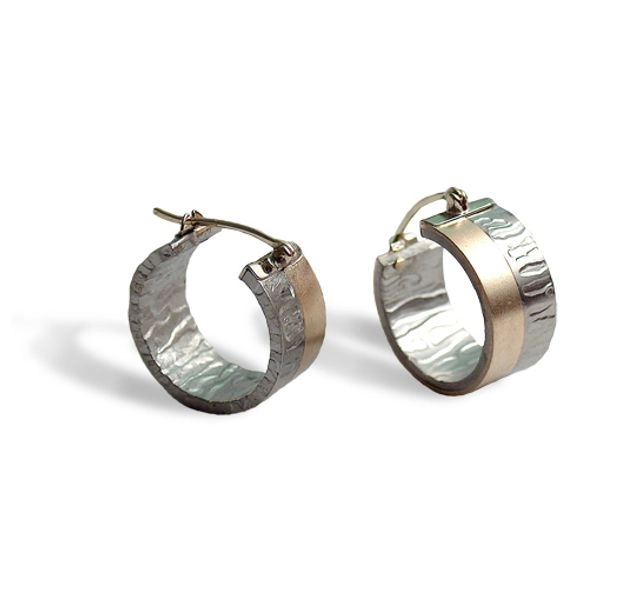 Обеци от титан и злато (14k)