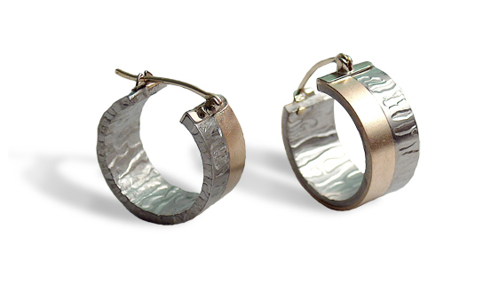 Обеци от титан и злато (14k)