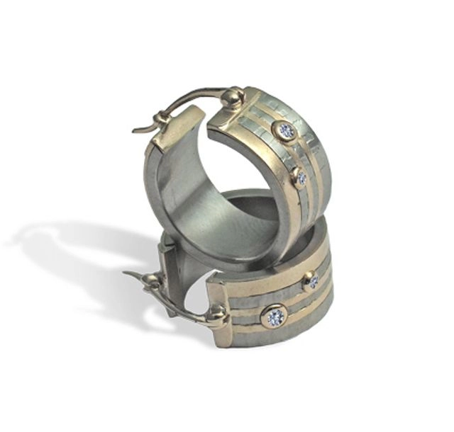 Обеци от титан и злато (14к)