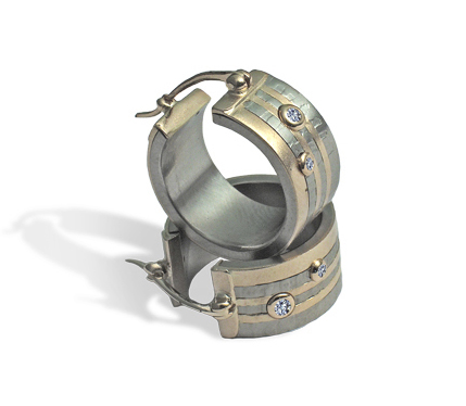 Обеци от титан и злато (14к)