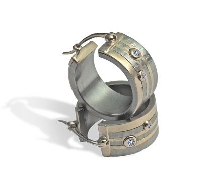 Обеци от титан и злато (14к)