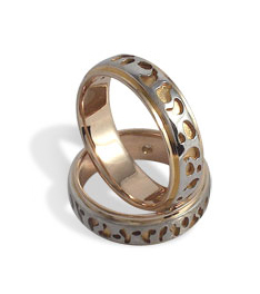 Брачни халки от бяло и жълто злато (14к)