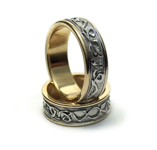 Сватбени халки от бяло и жълто, бяло/жълто злато