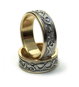 Сватбени халки от бяло и жълто, бяло/жълто злато